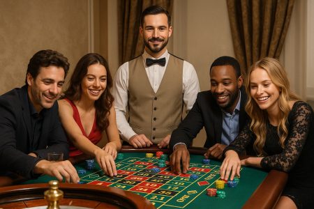 casino image Groupe de joueurs autour d'une table.